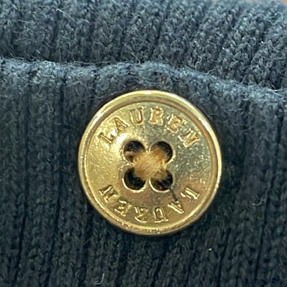 Lauren Ralph Lauren black gold metallic ribbed stripe knit crew neck sweater PL - Picture 10 of 14